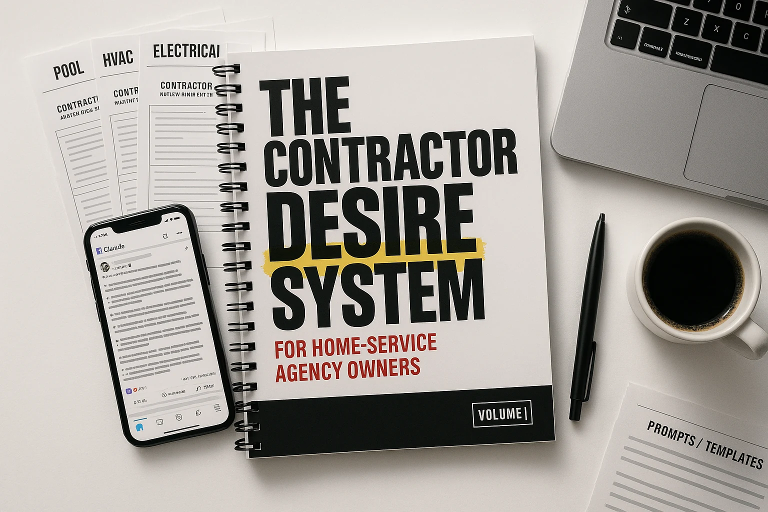 The Contractor Desire System — a 10-prompt manual, contractor avatars, and a Claude AI workflow for writing long-form Facebook ads